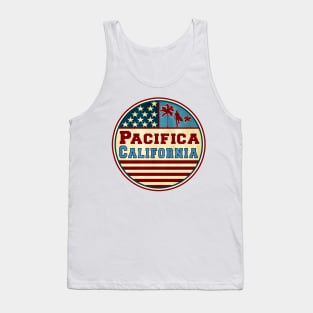 Pacifica California Ocean Surf Palms Surfer Surfing Tank Top